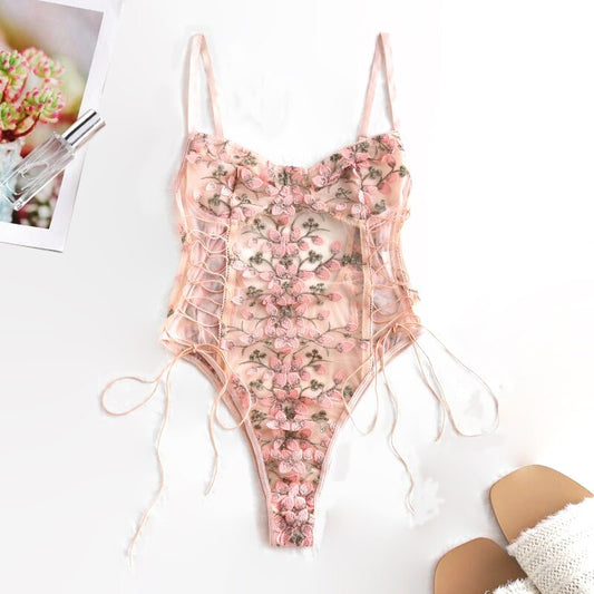 Sexy Underwear For Women Sex lingerie Erotic Corset Lace Mesh Sleepwear Nightwear Embroidered strap one-piece sexy pajamas