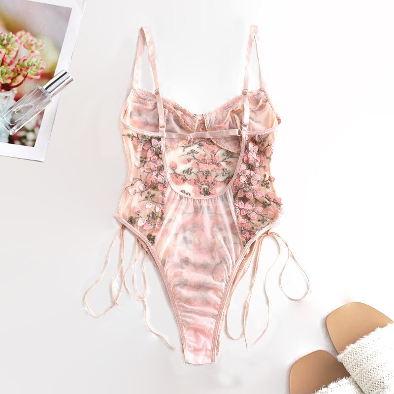 Sexy Underwear For Women Sex lingerie Erotic Corset Lace Mesh Sleepwear Nightwear Embroidered strap one-piece sexy pajamas